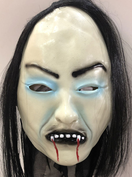 Image of Maschera spaventosa di Halloween per le decorazioni del viso umano adulto Decorazioni per le feste in fibra di poliestere