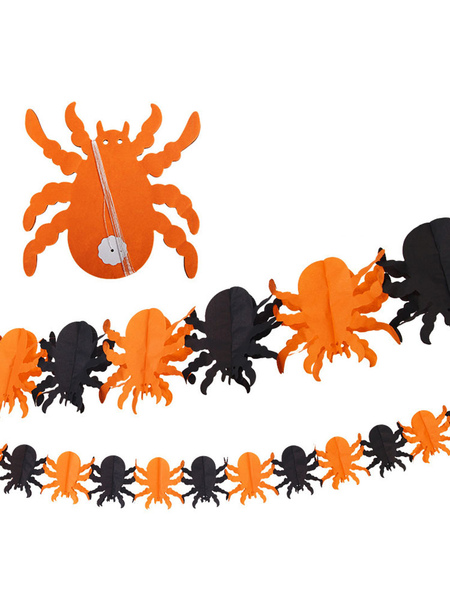 Image of Decorazioni di Halloween Ghirlanda di carta di ragno pipistrello di carta gialla