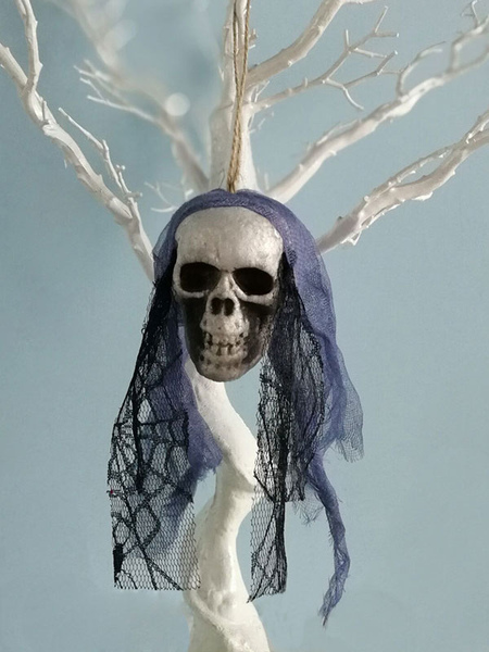 Image of Decorazioni spaventose per Halloween Teschio in fibra di poliestere viola