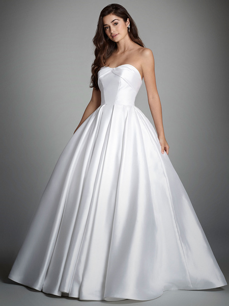 Milanoo White Bridal Dress Strapless Sleeveless Backless Natural Waist With Train Long Bridal Gowns
