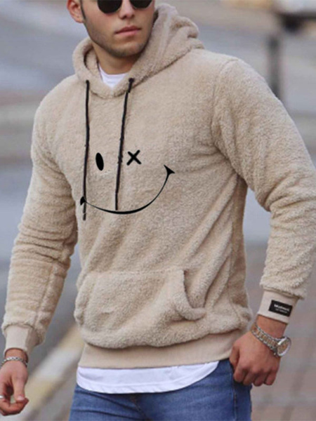Milanoo Men Hoodies Hooded Long Sleeves Pockets Polyester Casual Sweatshirt