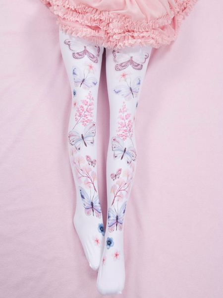 Milanoo Sweet Lolita Socks Pink Accessory Spandex Butterfly Pattern Lolita Accessories