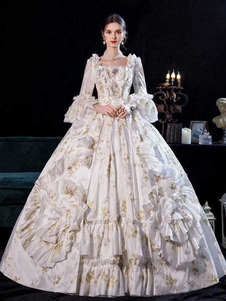 Image of Abito bianco retrò rococò del XVIII secolo costume di Maria Antonietta