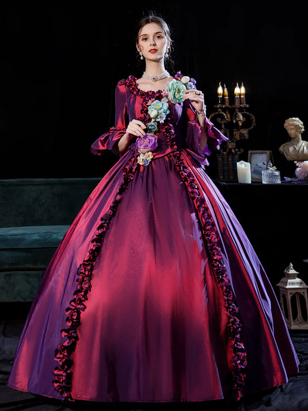 Image of Costumi retrò Abito per donna Costume da Maria Antonietta in stile europeo rosso Ture Costume del XVIII secolo