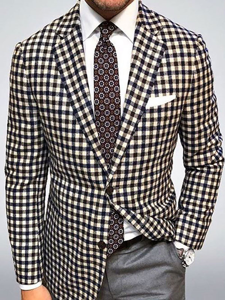 Men’s Jacket Plaid Polyester Stylish