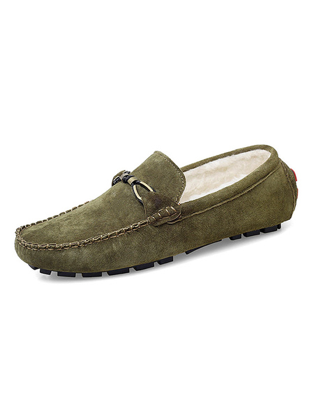 Milanoo Men's Warm Winter Driving Loafers with Metal