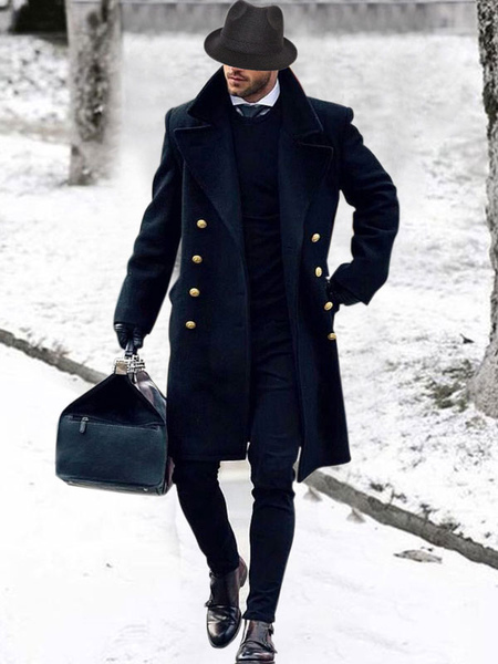 Milanoo Men's Jackets & Coats Men's Coats Chic Black Handsome