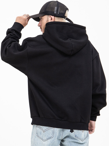 Milanoo Men Hoodies Hooded Long Sleeves Polyester Sweatshirt