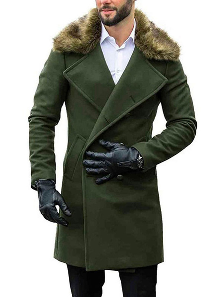 Milanoo Men's Jackets & Coats Men's Coats Turndown Collar Casual Coffee Brown Fashion