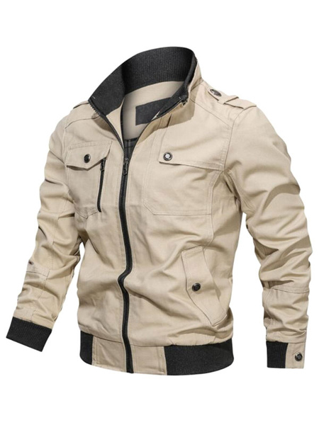 Milanoo Men\\'s Jacket Zipper Polyester Smart