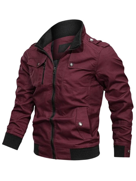 Milanoo Men's Jacket Zipper Polyester Smart