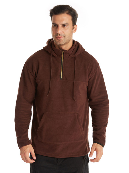 Milanoo Men Hoodies Hooded Long Sleeves Polyester Chic Sweatshirt