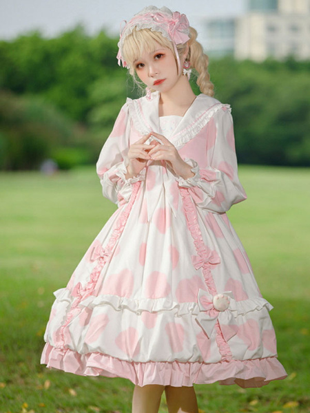 Milanoo Idol clothes Lolita OP Dress Balck Cow Print Pattern Ruffles Bows Sweet Lolita One Piece Dre