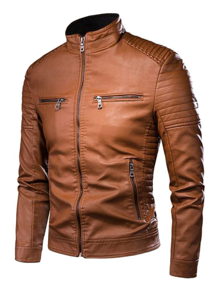 Leather Jacket For Man Chic Windbreaker Fall Black Cool Winter Coats