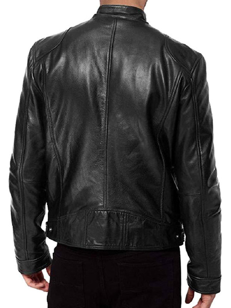 Men Leather Jackets PU Leather Windbreaker Black Smart Cool Winter Coats