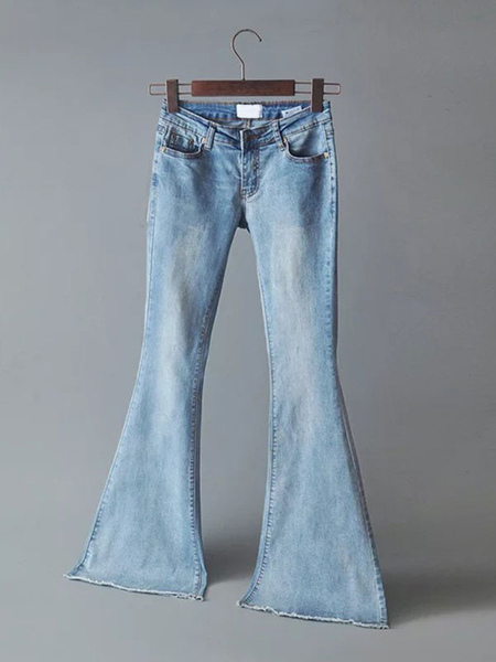 Jeans For Women Fashion Bell Bottoms Zipper Fly Button Fly Blue Denim Pants