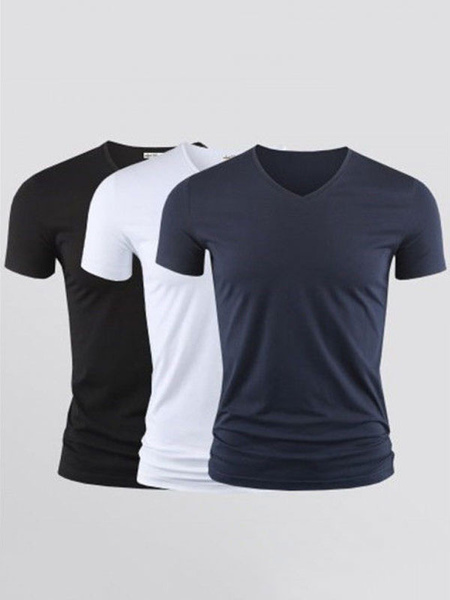 Milanoo T-shirts Casual V-Neck Short Sleeves
