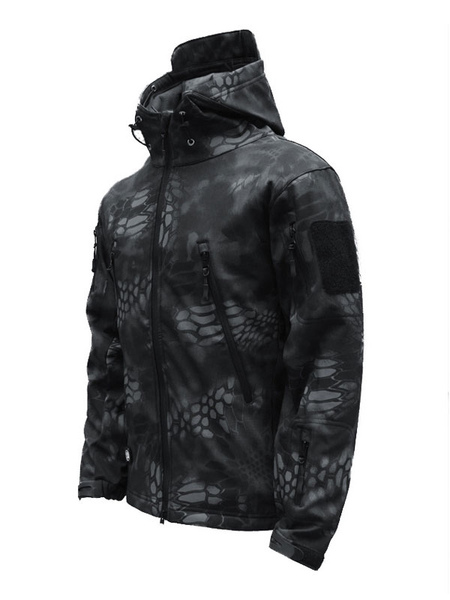 Milanoo Mens Jacket Hooded Zipper Polyester Fashionable Black Jacket