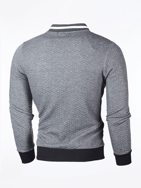 Milanoo Men Hoodies Portrait Neck Long Sleeves Polyester Deep Grey Sweatshirt
