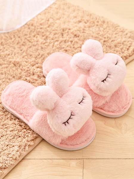 

Milanoo Women's Cute Furry Bunny Slippers Slide Sandals, Pink;beige;black