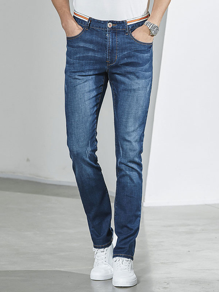 Milanoo Men\'s Straight Leg Casual Denim Jeans