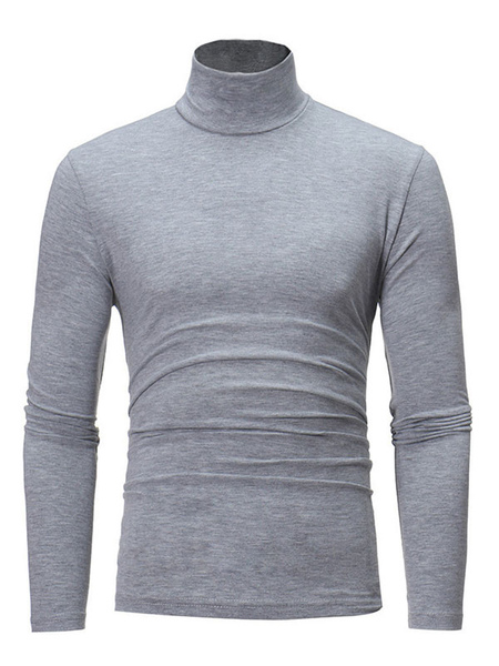 Milanoo Men\'s High Collar Long Sleeve Casual T Shirts