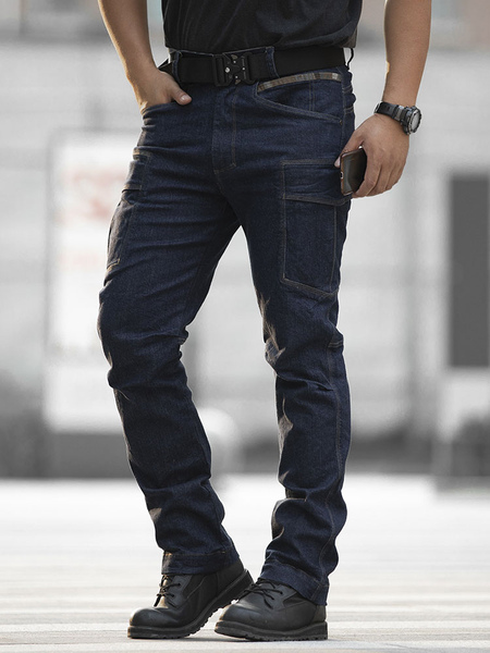 Men’s Jeans Men’s Fashion Jeans Casual Zipper Straight Deep Blue Deep Blue