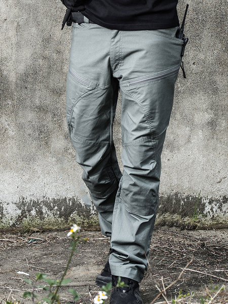 Milanoo Men\'s Trousers Casual Irregular Natural Waist Straight Cargo Pant Sage Men\\'s Pants