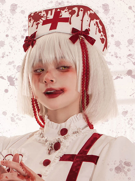 Milanoo Gothic Lolita Hat Accessory Cross Pattern Polyester White Lolita Accessories