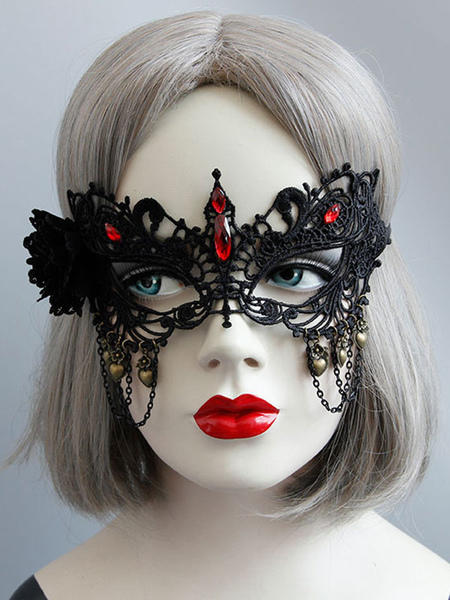 Milanoo Black Mask For Women Metal Masquerade Halloween Costume Accessories