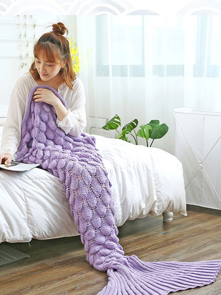 Milanoo Woolen Blanket Purple Polyester Fish Shape Blanket от Milanoo WW