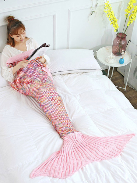 

Milanoo Woolen Blanket Pink Polyester Fish Shape Blanket, Lavender;white;baby blue;rose;purple;grey;pink