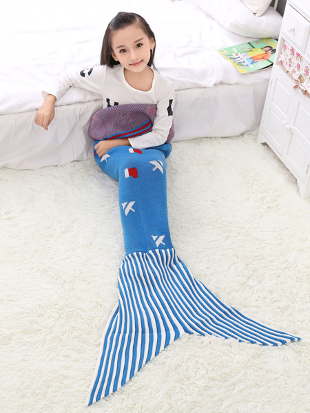 Milanoo Woolen Blanket For Children Blue Polyester Fish Shape Casual Kid Blanket