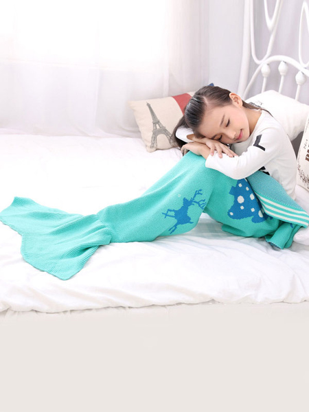 Milanoo Woolen Blanket For Children Cyan Blue Polyester Fish Shape Casual Kid Blanket от Milanoo WW