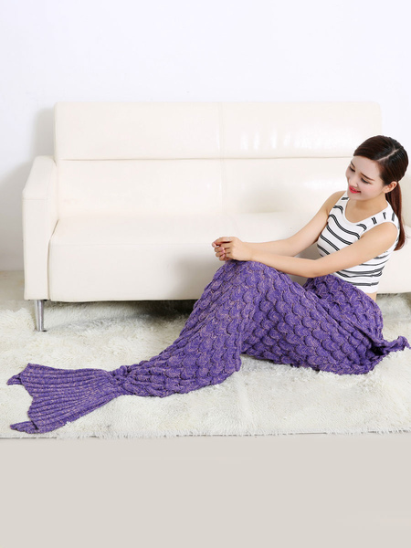 Milanoo Woolen Blanket Purple Polyester Fish Shape Long Blanket