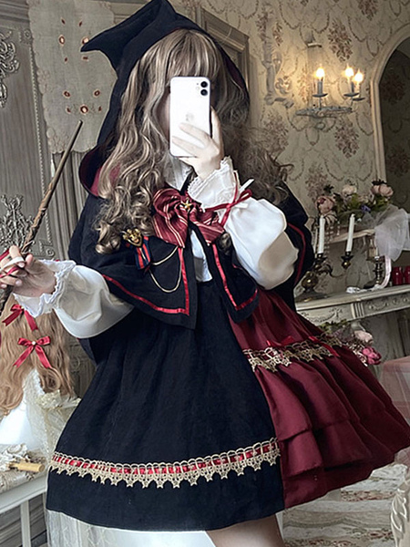 Milanoo Sweet Lolita Dress Polyester Sleeveless Bows Lace Black Sweet Lolita Dress