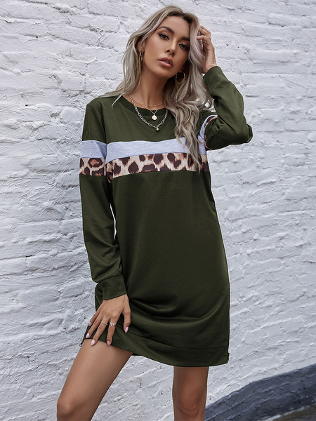 Milanoo Hoodie For Women Hunter Green Long Sleeves Color Block Split Front Polyester Hooded Sweatshi