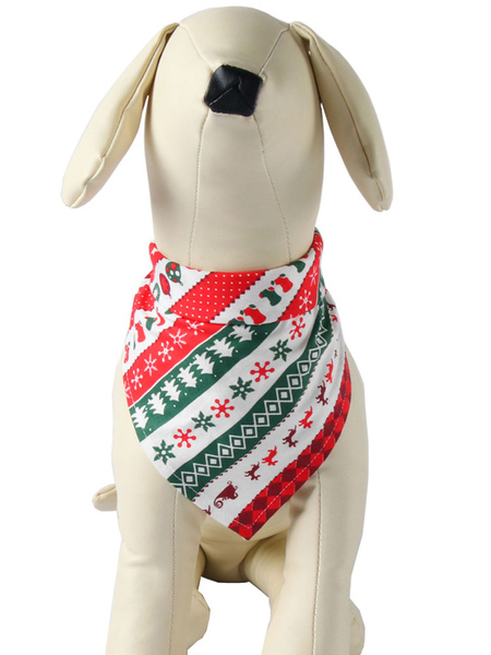 Image of Sciarpa animale deltoidale per abbigliamento natalizio in poliestere rosso per cuccioli di Natale