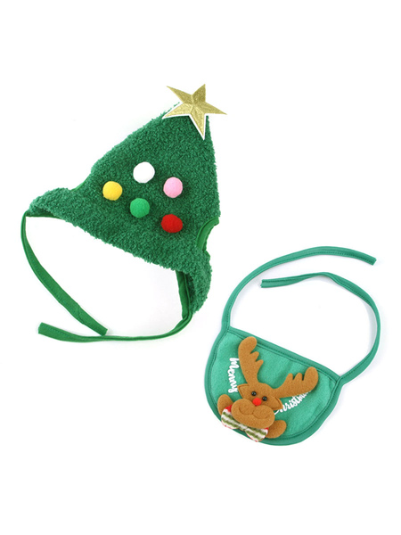 Image of Cappello animale per costume natalizio da cucciolo in poliestere verde di Natale