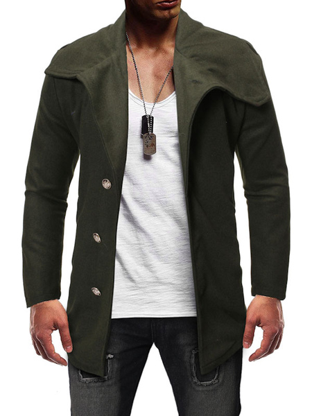 Men’s Jackets & Coats Men’s Coats Turndown Collar Artwork Casual Hunter Green Fashion