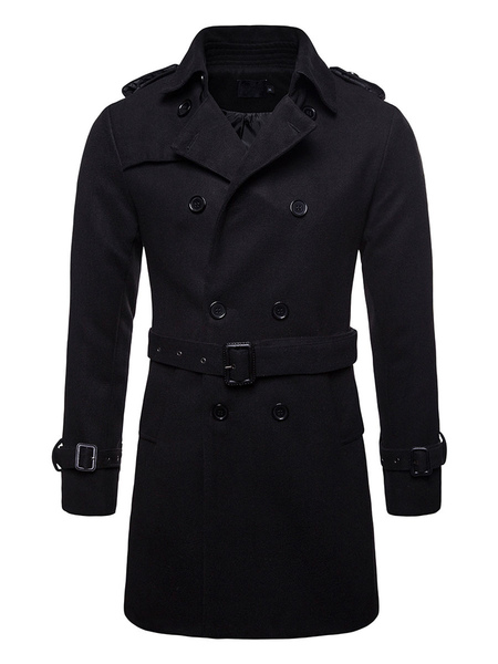 Men’s Jackets & Coats Men’s Coats Turndown Collar Artwork Casual Black Smart