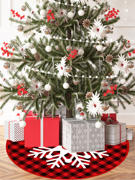Image of Puntelli per albero di Natale Puntelli natalizi in tessuto scozzese nero in fibra di poliestere