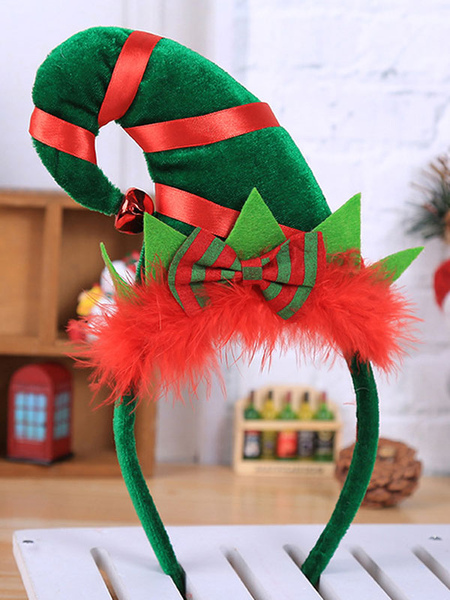 Image of Costumi natalizi per le feste natalizie in fibra di poliestere con fascia per capelli verde di Natale