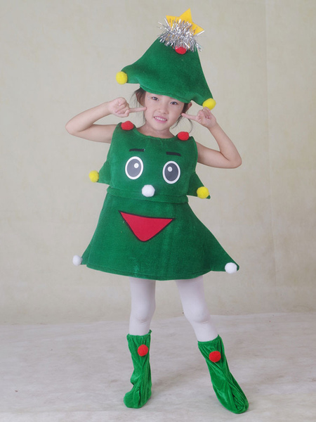 Image of Costume da albero di Babbo Natale verde di Natale Costume in fibra di poliestere Costume da festa di Natale Set completo