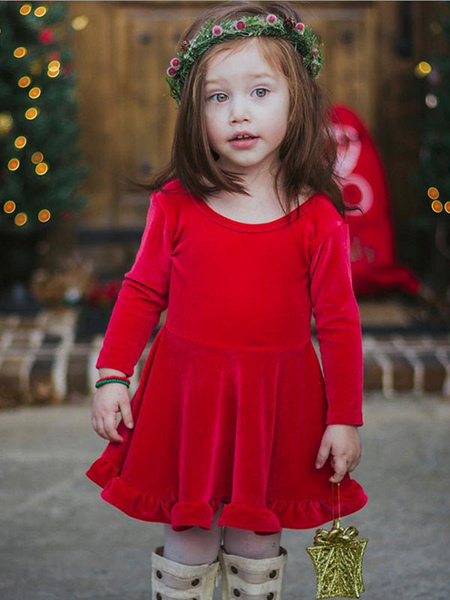 robe tunique rouge enfants cadeaux noël robe de vacances de noël en fibre de polyester