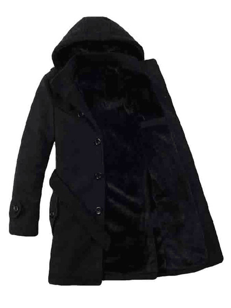 Men Jackets Coats High Collar Long Sleeve Artwork Casual Black Handsome Coats