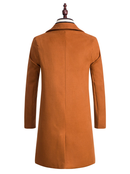 Men Jackets Coats High Collar Long Sleeves Artwork Casual Camel Quality Long Coats