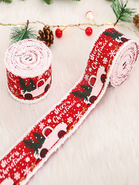 Image of Red Christmas Ribbon Fibra di poliestere Rosso Vacanze di Natale Puntelli
