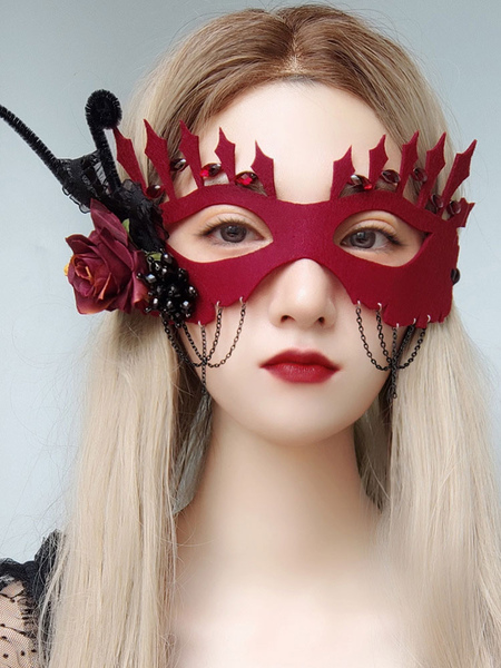 Image of Maschera di carnevale per adulti Accessori per costumi da travestimento in plastica rossa