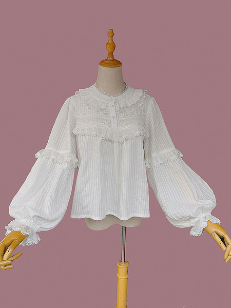 Image of Camicette Lolita classiche Camicia Lolita a maniche lunghe bianca Infanta